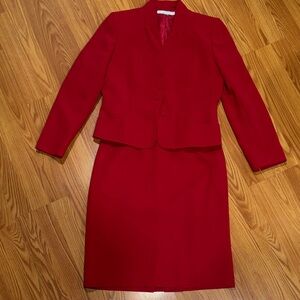 Tahari ASL Red Skirt Set